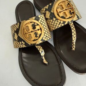 Tory Burch, Leather Snake Thong Sandals, 7, Miller Flip Flops